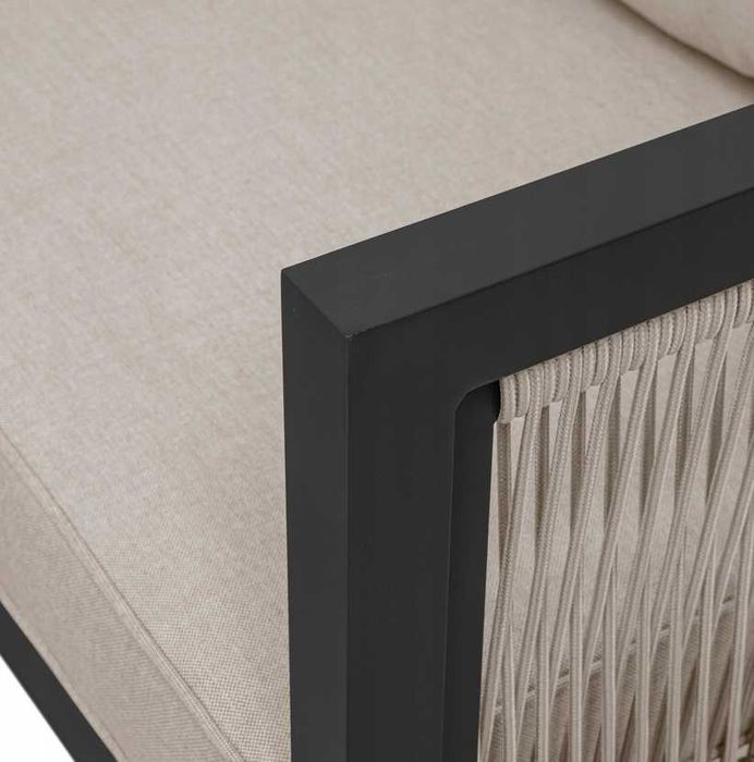 Meble ogrodowe tarasowe aluminiowe beżowe narożnik stół ławka obiadowy