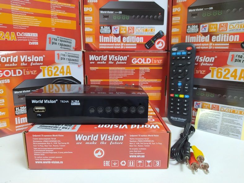 Приставка Т2 приемник World Vision T624A DVB-T2/C YouTube IPTV MeGoGo