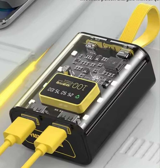 Стильный прозрачный корпус повербанка на 3 батареи 18650