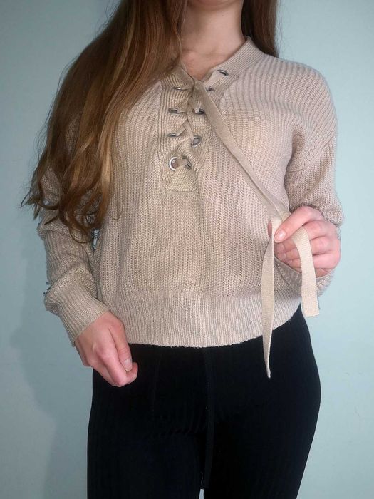 Beżowy sweter H&M Divided 34 XS sweterek