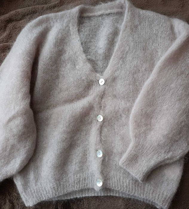 Sweter  kardigan damski, moher  ciepły  beż r. U