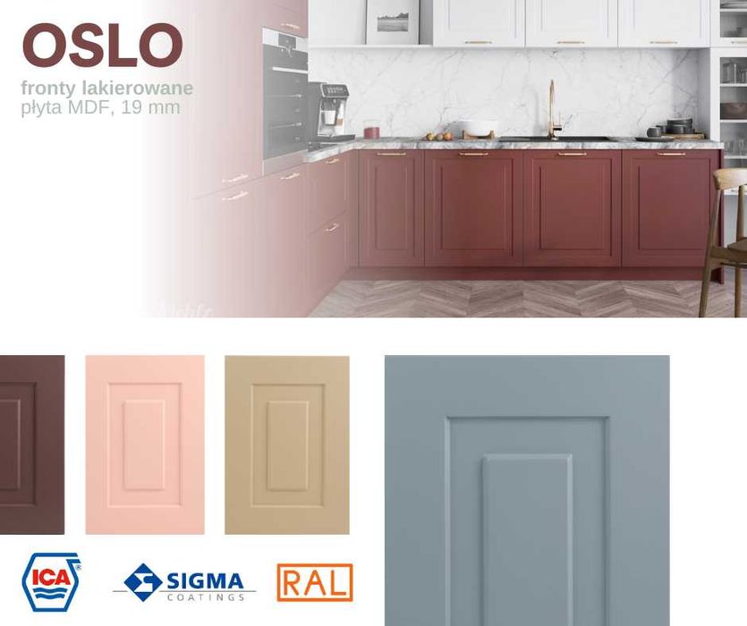 MK LAKIER Kuchnia OSLO meble szafki kuchenne mat TRANSPORT wycena