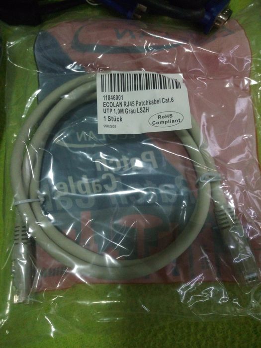 Cabos de rede, power e VGA para informática casa quarto apartamento.