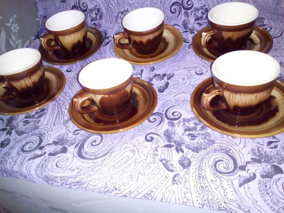 6 кофейных пар керамика наливная