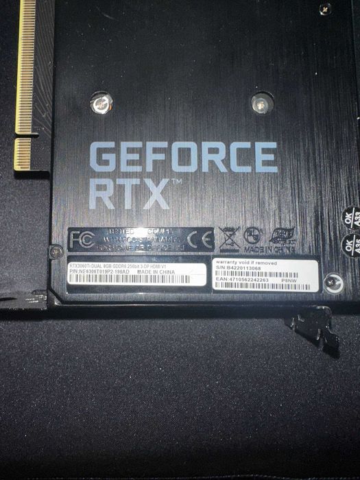 Видеокарта Palit GeForce RTX 3060 Ti Dual, 8 Gb samsung