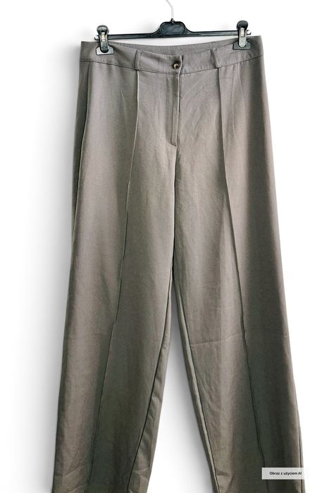 Spodnie szerokie w kant szare smart casual S