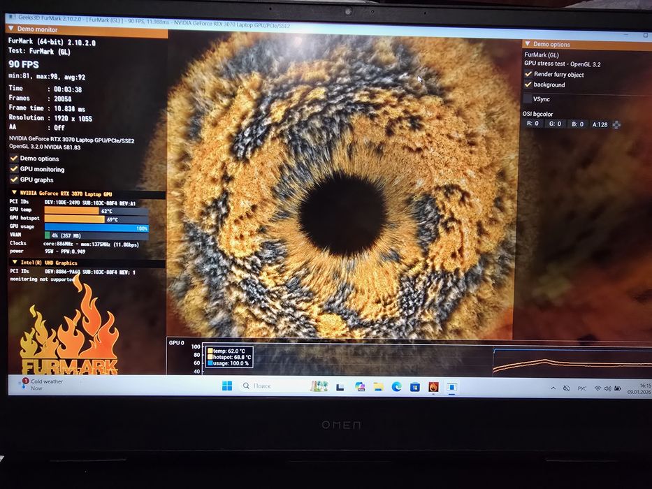 Hp omen 16 rtx3070 i7-11800h