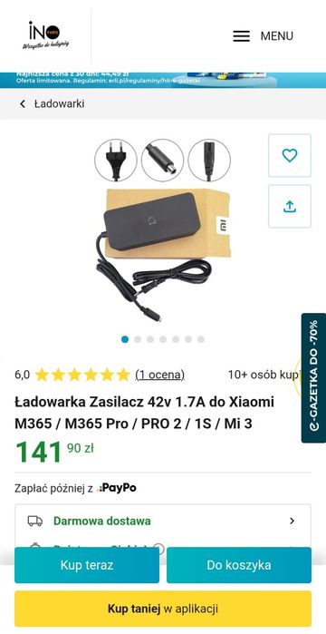 Oryginalna ładowarka do hulajnogi xiaomi
