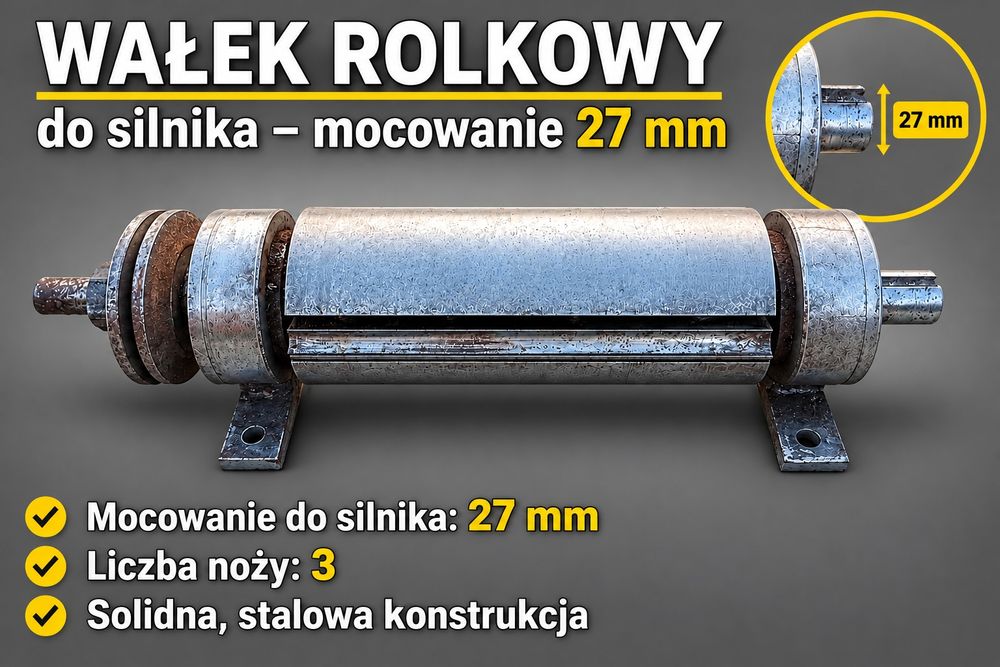 Wałek rolkowy z 3 nożami do silnika 27mm mocowanie