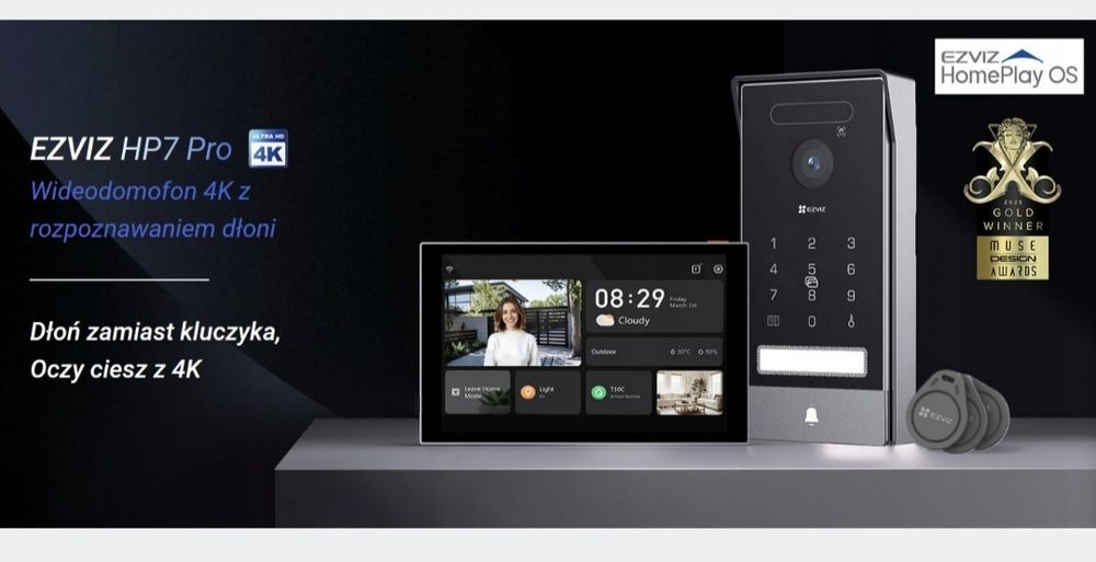 Wideodomofon WiFi EZVIZ HP7 PRO 4K,Weryfikacja twarzy, Zdalne otwieran