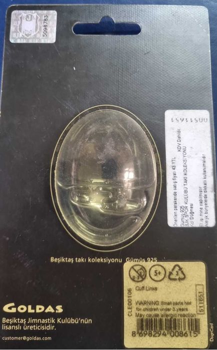 запонки серебро  Beşiktaş – Gümüş 925 в упаковке