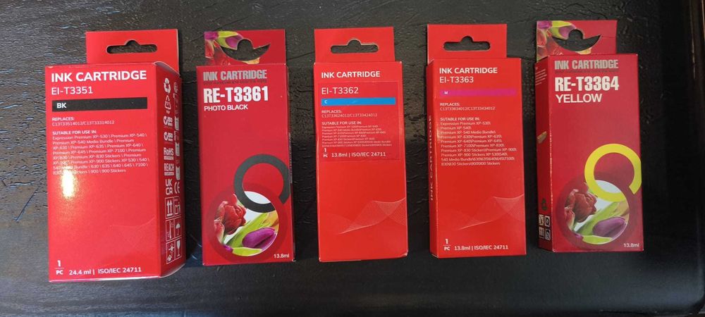 Tinteiros Compatíveis EPSON 26XL (2631/32/33/34), 27 XL (2711/12/13/14), 29XL (2991/92/93/94), 33XL (3351/3361/62/63/64), 502XL, 604XL (BK/C/M/Y)