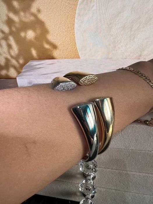 Bracelete Duplo | Banho Ouro 18K + Ródio Branco | Microzircônias