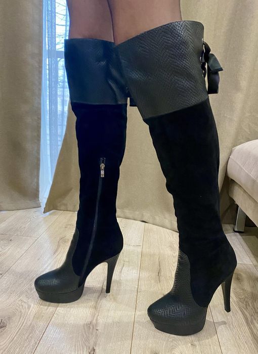 Ботфорты,зима, теплющие 25 см стелька,38-39 размер,как новые,нат. кожа