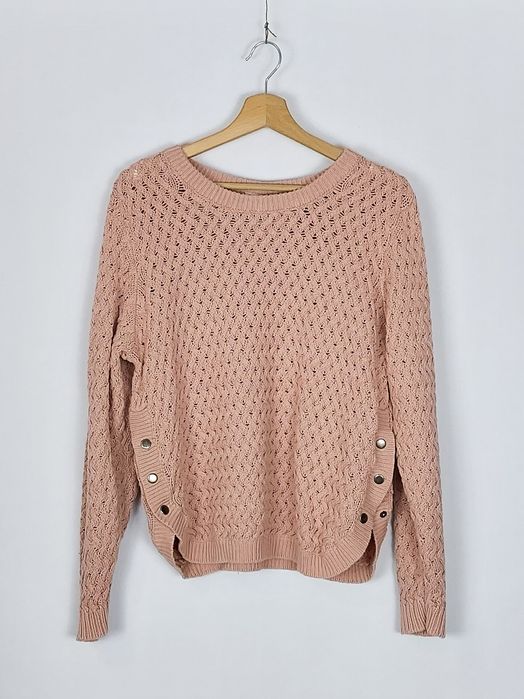Jasnoróżowy cienki sweter damski bawełniany luźny oversize