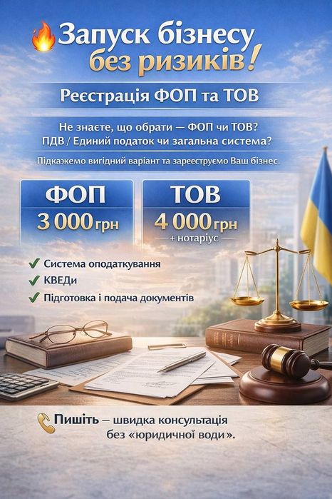 Реєстрація та ліквідація ФОП і ТОВ