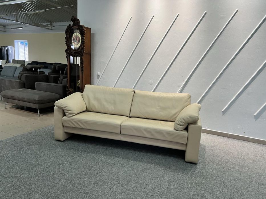 Диван шкіряний нерозкладний світлий беж