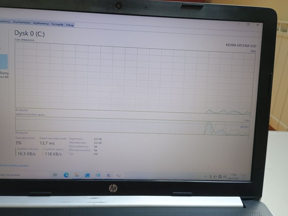 HP i3-7020U 16GB SSD250GB Windows Bateria Ładowarka