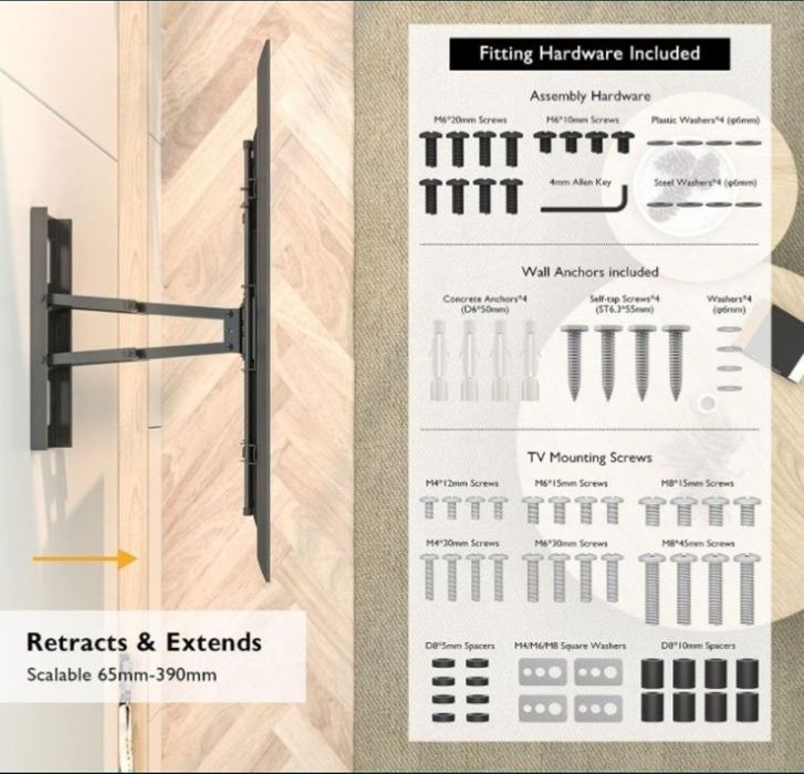 Uchwyt ścienny do telewizora regulacja pion/poziom, 32-80 cali BONTEC