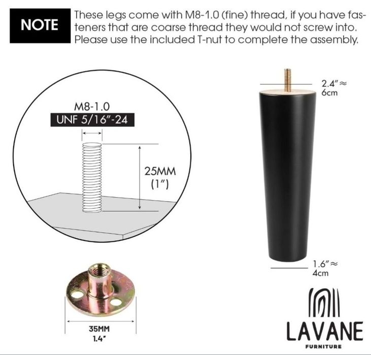Drewniane nogi wymienne, lite drewno, 15 cm, czarne, zestaw 4 sztuk