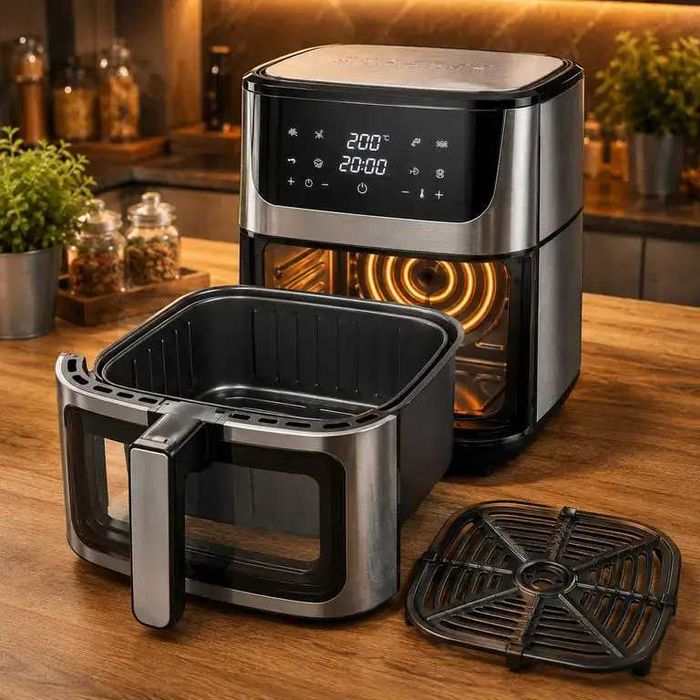 Фритюрниця аерогриль Чаша 12 л Zepline ZP-127 4000 Вт + силіконова форма Аерофритниця безмасляна