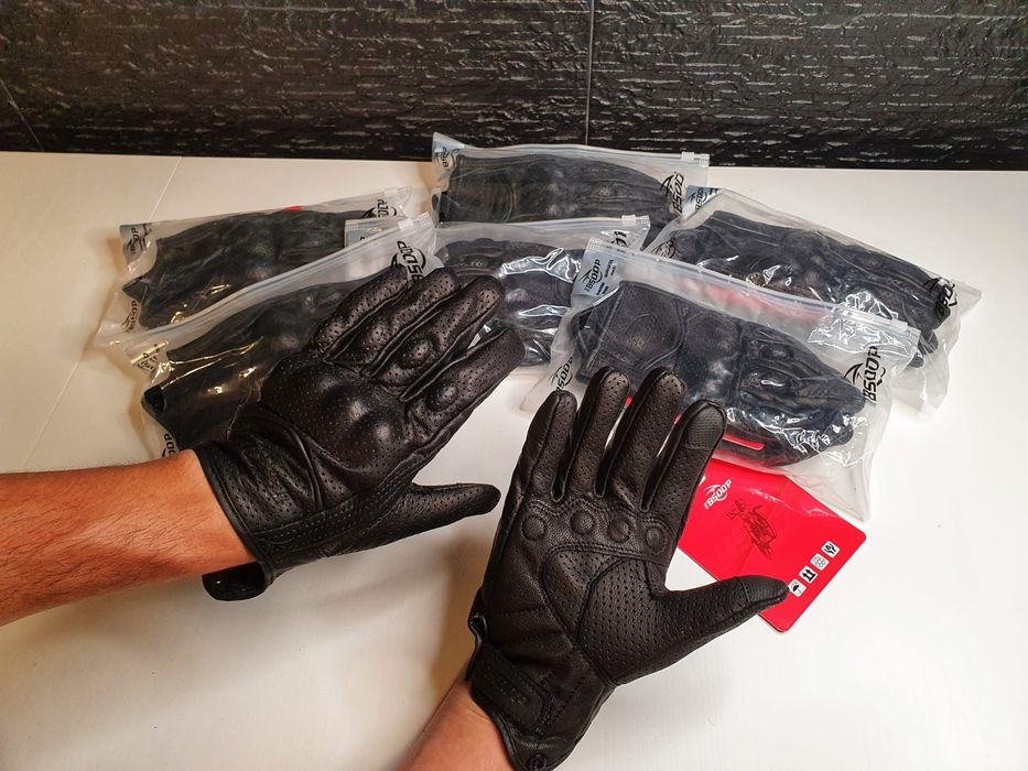 (NOVO) Luvas em Pele Battlehide com proteção Motard Mota Racer