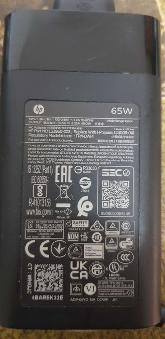 Carregador hp original 65W