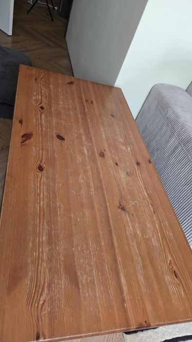 Stolik ława Ikea Leksvik z przegródkami półkami sosnowy
