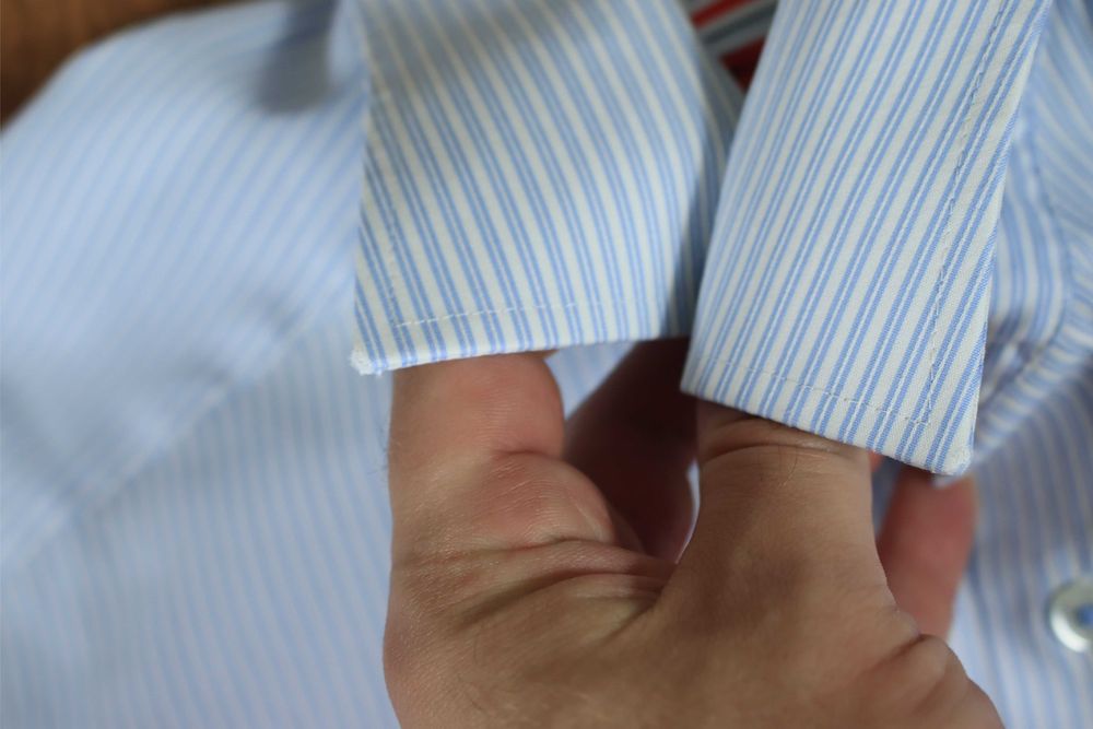 Koszula Marvelis r. 43 slim fit niebiesko-biała paski bawełna krótki rękaw