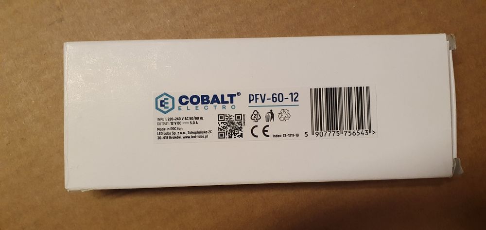 Zasilacz LED Cobalt PFV-60-12 60W 12V