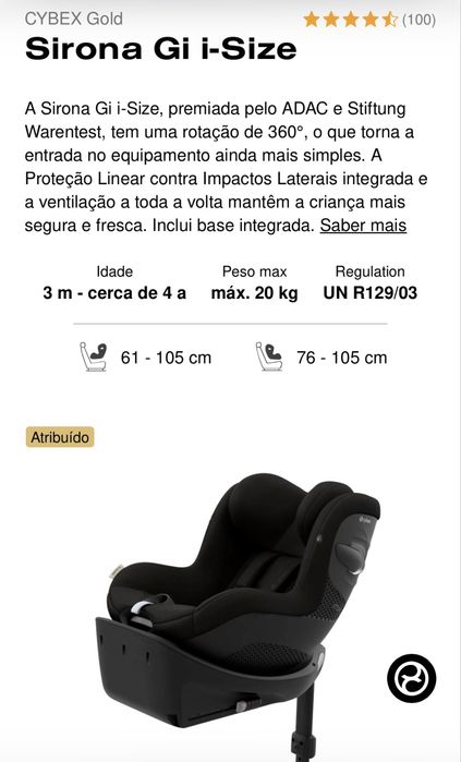 Cadeira auto Cybex Sirona Gi i-Size