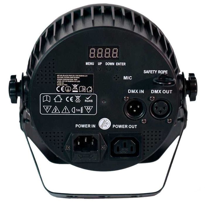 6 x LIGHT4ME black PAR 30x3W RGBA-UV