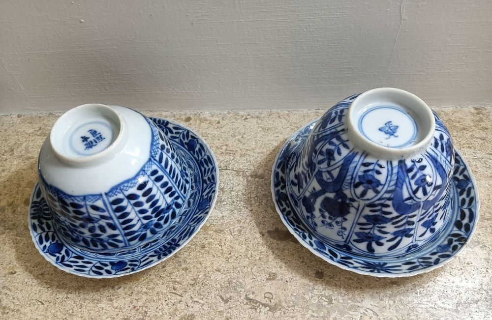 Dois conjuntos de xícara de chá, porcelana chinesa