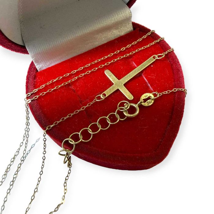 Delikatny Złoty Łańcuszek / Celebrytka Z Krzyżykiem 0,93g/585/ 47 Cm