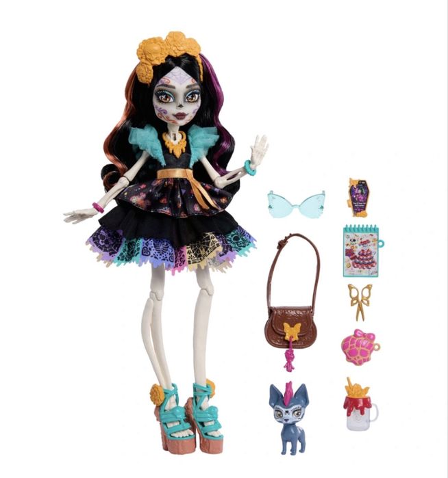 Лялька Monster High Skelita Calaveras Монстер Хай Скеліта Калаверас з вихованцем Кукла Скелита  с питомцем