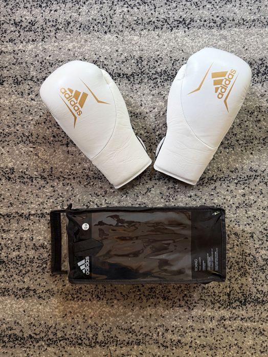 Rękawice bokserskie treningowe Adidas Speed 200 białe 12 złoto