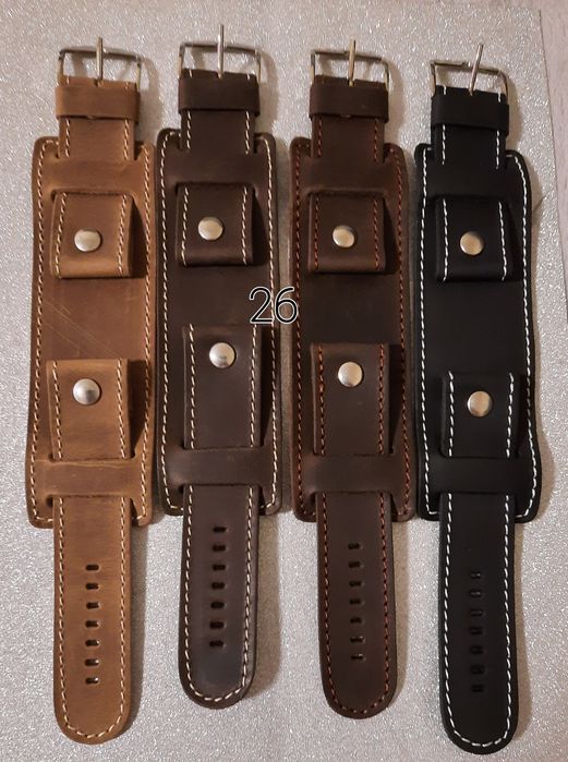 Pasek do zegarka z podkładką 26-28 mm.Skóra.