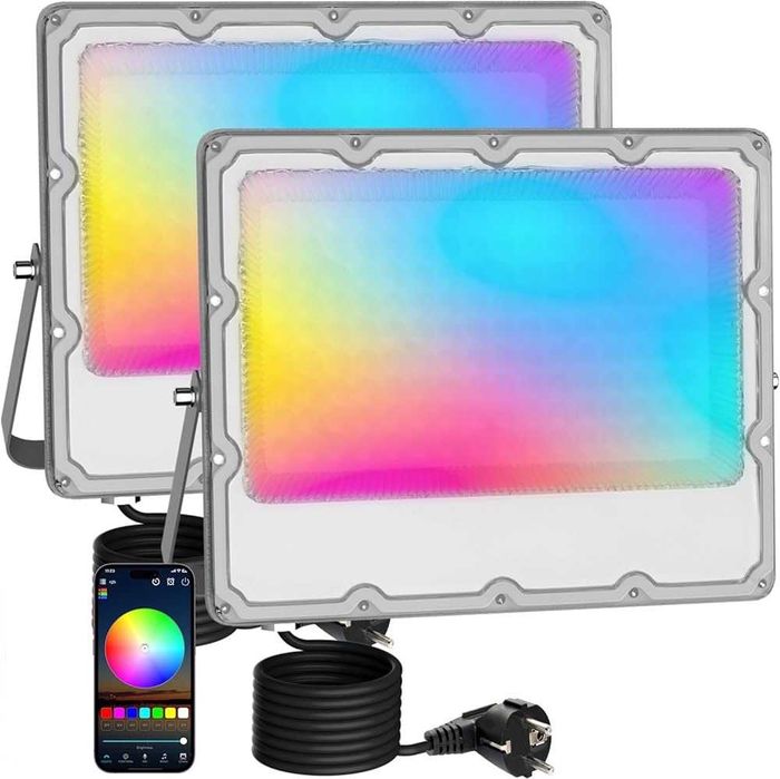 Zestaw 2x Reflektor LED RGB 100W Zewnętrzny IP66 | Bluetooth