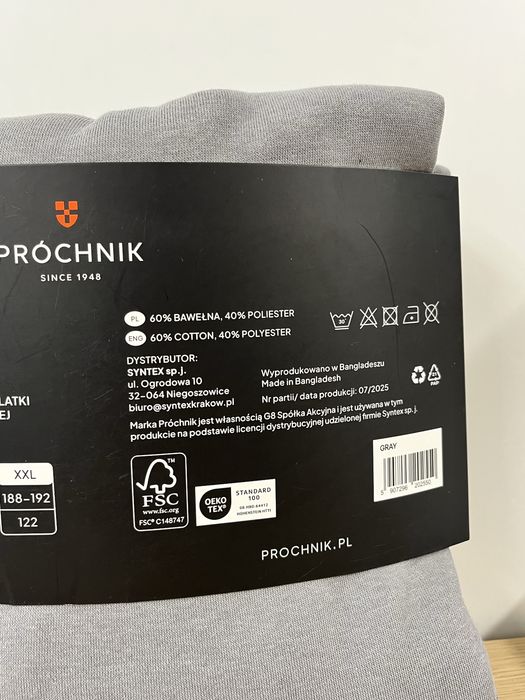 Męska szara bluza z kapturem Próchnik rozmiar L nowa