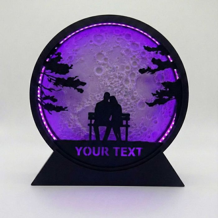 Lampka Walentynkowa LED 3D - TWÓJ NAPIS - Rękodzieło RGB 17cm