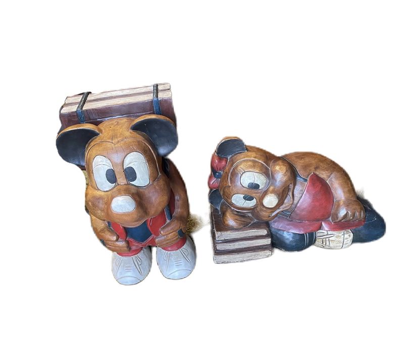 Bonecos mikey e minie disney antigos em madeira