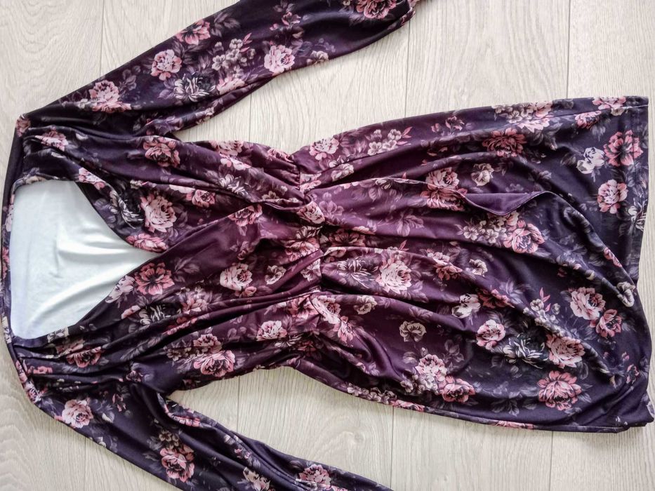 Mohito xxs brązowa/ fioletowa wiosenna sukienka