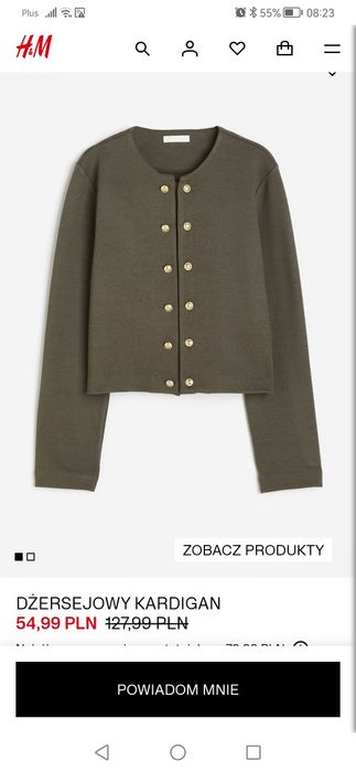 Kardigan elegancki marynarka jersey H&M