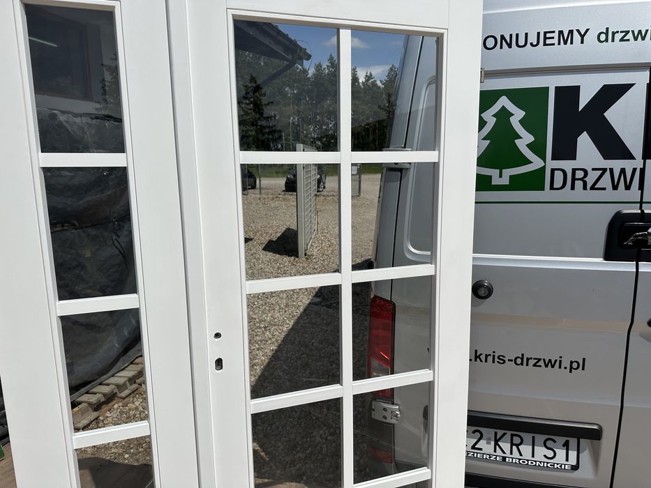 Drzwi drewniane dwuskrzydłowe NA WYMIAR białe dostawa  cała Polska