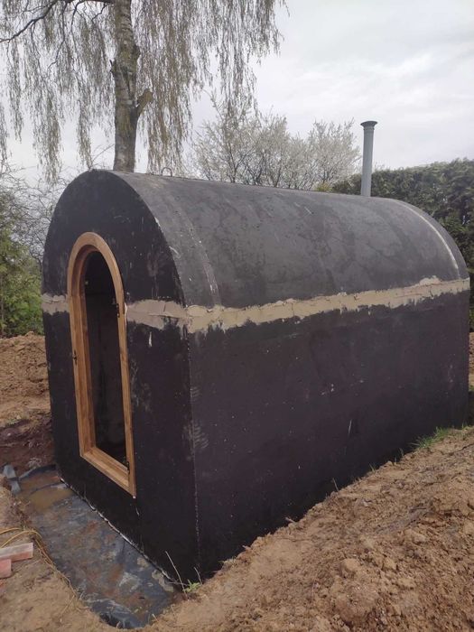 piwnica betonowa sklepienie półokrągłe, ziemianka ogrodowa 350x 240