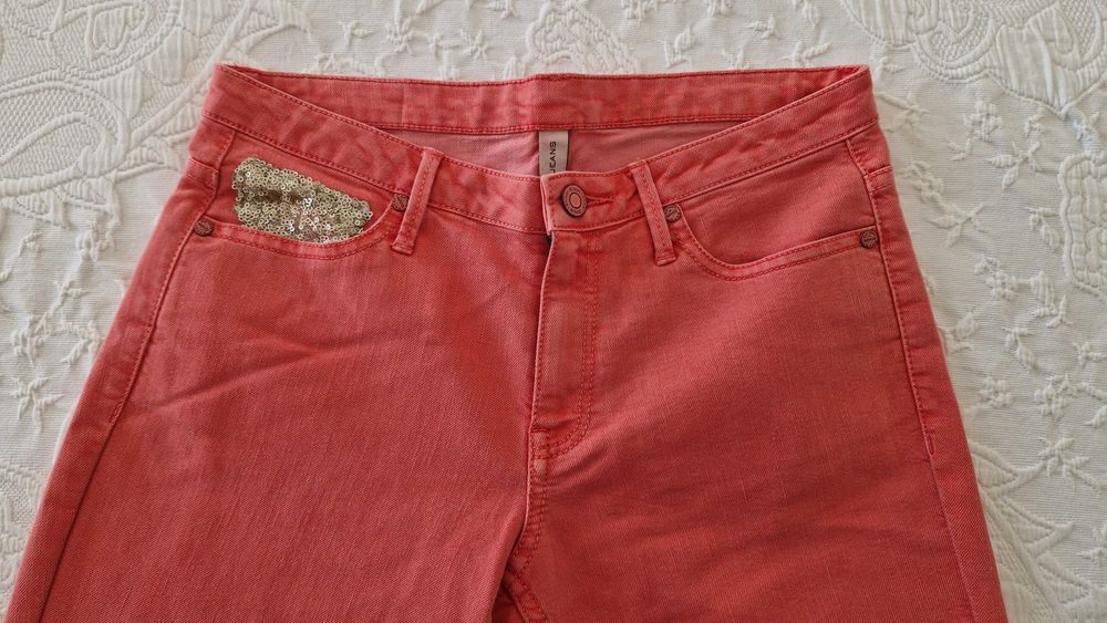 Calças de ganga skinny, Mango, coral, tamanho 36