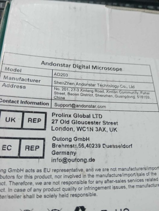 Microscópio Digital Portátil Andonstar AD203 – Ecrã 4" – NOVO em Caixa