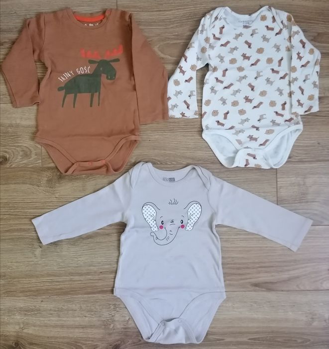 Zestaw body długi rękaw 86 + rampers 92