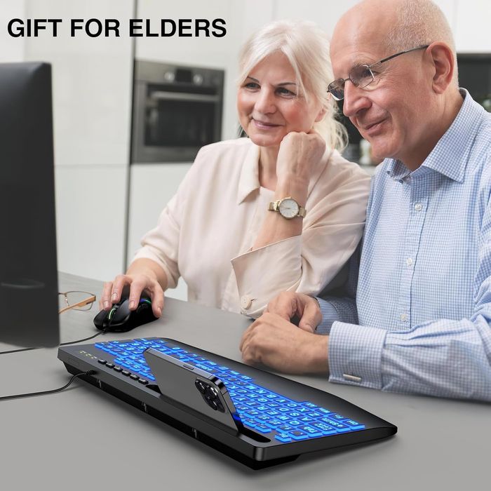 Klawiatura podświetlana RGB z uchwytem na telefon  USB