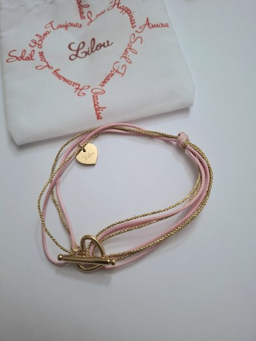 Nowa bransoletka Lilou Powder Pink różowa sznurek gratis okulary
